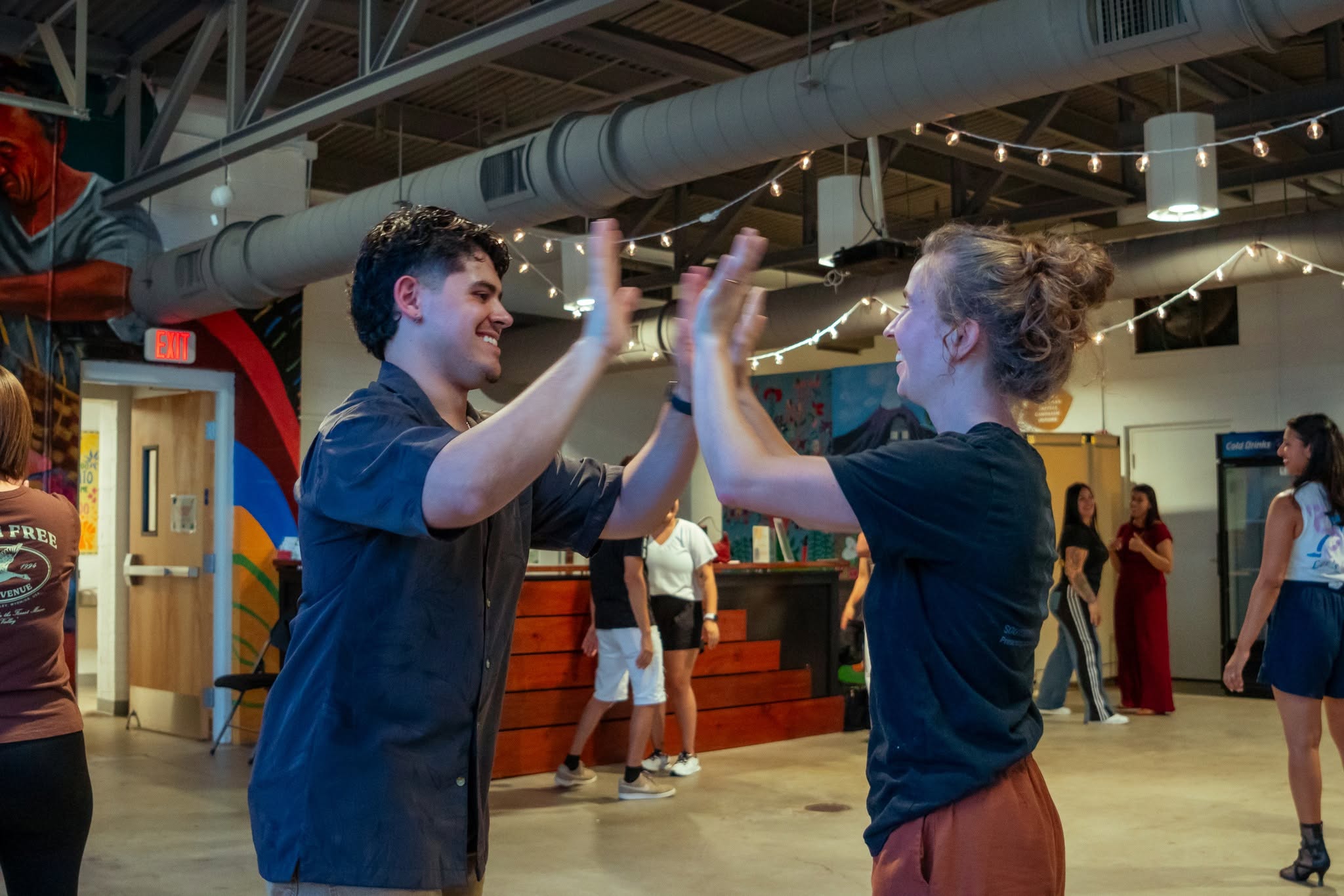 Dancers celebrating after a salsa class